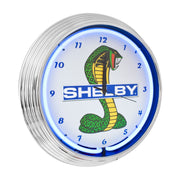 Ford Shelby GT350 GT500 Cobra Snake Mustang Blue Light Up Neon Clock Chrome Trim