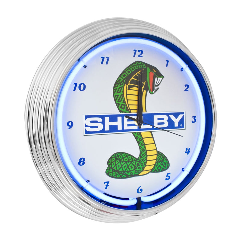 Ford Shelby GT350 GT500 Cobra Snake Mustang Blue Light Up Neon Clock Chrome Trim