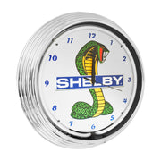 Ford Shelby GT350 GT500 Cobra Snake Mustang Blue Light Up Neon Clock Chrome Trim