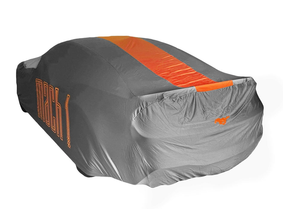 2021 Mustang Mach 1 High Wing OEM Genuine Ford Indoor Car Cover Grey & Orange