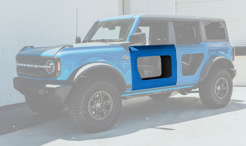 2021-2023 Ford Bronco 4-Door Fiberglass Front Halo Doors w/ Carbon Fiber Inserts