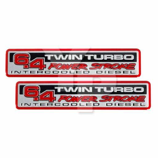 Ford SuperDuty 6.4 PowerStroke Twin Turbo Intercooled Diesel Truck Emblems, Pair