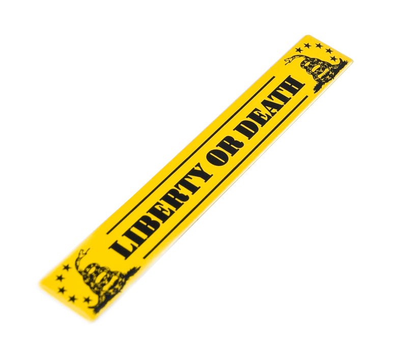 Liberty or Death Yellow & Black Emblem w/ Chrome License Plate Frame