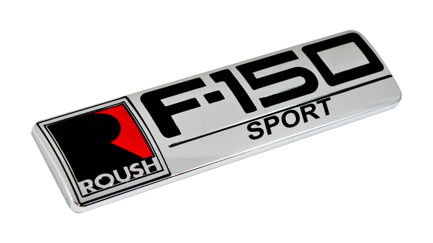 Ford F-150 Sport Roush Logo Chrome Black & Red Fender Trunk Emblem Badge 8"