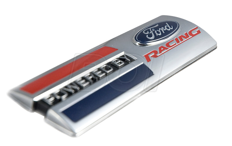 Genuine Ford "Powered By Ford Racing" 5.5" x 1.5" Fender Badge Chrome Emblem