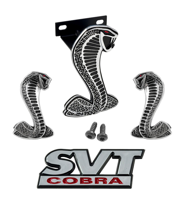 1999-2004 Mustang Cobra SVT Red Eye Snake 4pc Fender, Trunk, & 4" Grille Emblems