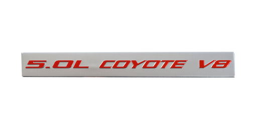 2011-2017 Ford Mustang GT & F150 5.0 Coyote V8 Emblem Silver w/ Red Lettering