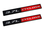 2011-2017 Ford Mustang V6 3.7L Cyclone 5 3/4" Emblems Black, Red & Silver - Pair