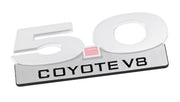 2011-2014 Mustang GT 5.0 Coyote V8 5" Chrome & Black Fender Lower Emblem Accent