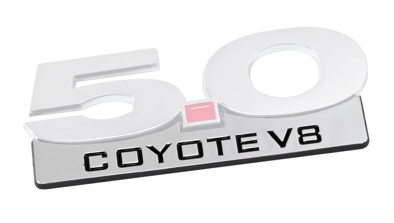 2011-2014 Mustang GT 5.0 Coyote V8 5" Chrome & Black Fender Lower Emblem Accent