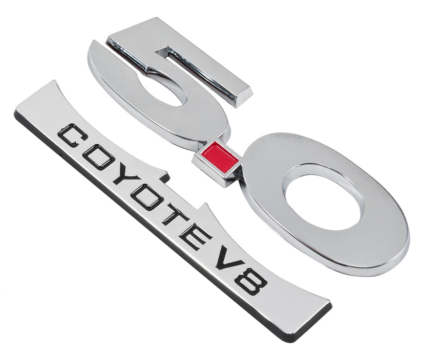 2011-2014 Mustang GT 5.0 Coyote V8 5" Chrome & Black Fender Lower Emblem Accent