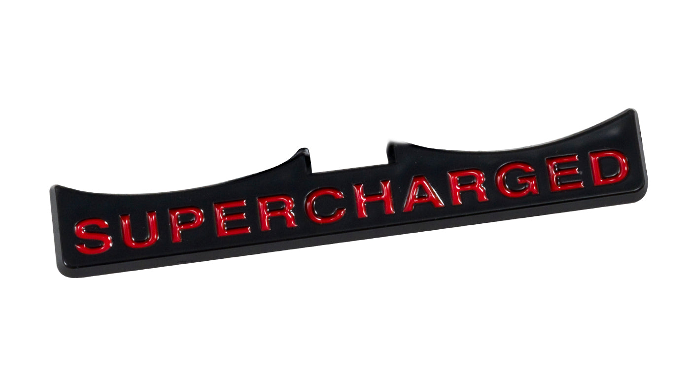 2011-2014 Mustang 5" Black & Red Supercharged Fender Lower Emblem Accent