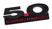 2011-2014 Mustang 5" Black & Red Supercharged Fender Lower Emblem Accent