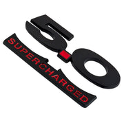 2011-2014 Mustang 5" Black & Red Supercharged Fender Lower Emblem Accent