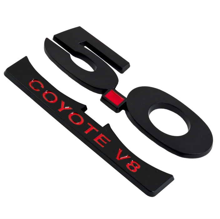 thumbnail image 2 of Supercharged 5.0 Fender Emblems For 2011-2014 Mustang GT – Black & Red – 4pc Set 2 of 4