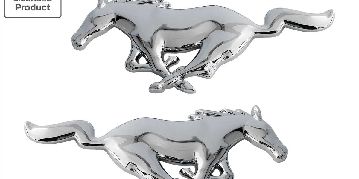 FORD MUSTANG PONY RUNNING HORSE METAL TRI BAR EMBLEMS FENDER TRUNK STICK ON PAIR FORD MUSTANG PONY RUNNING HORSE METAL TRI BAR EMBLEMS FENDER TRUNK STICK ON PAIR