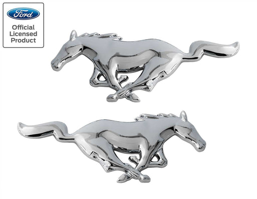 Ford Mustang Running Horse Pony 4" Chrome Fender Door Trunk Dash Emblems Pair