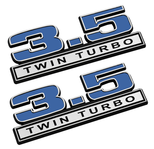 2011-2017 Ford F-150 3.5 Twin Turbo 5" Fender Emblems Blue & Chrome Pair