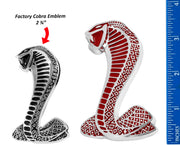 1994-2004 Mustang 3 1/2" Cobra Snake Grille & Fender Side Emblems Red & Chrome