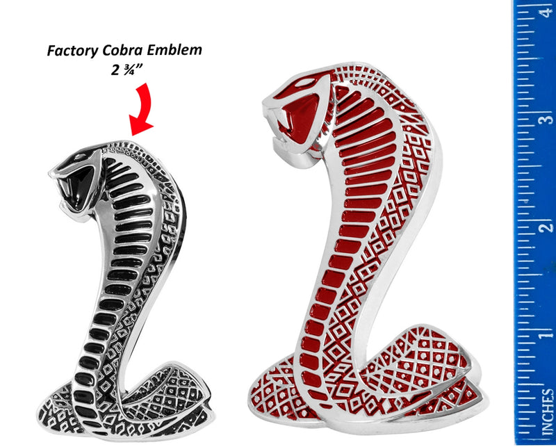 1994-2004 Mustang 3 1/2" Cobra Snake Grille & Fender Side Emblems Red & Chrome