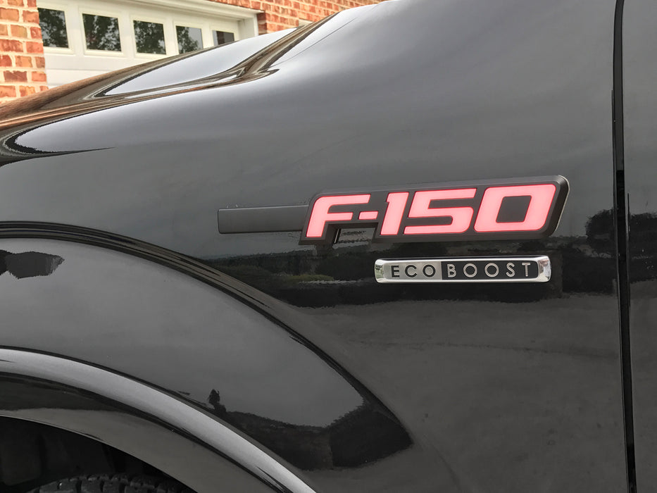 2011-2017 Ford F150 Ecoboost Engine Chrome & Black 5 5/8" LH RH Fender Emblems