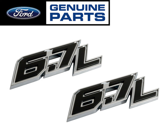 2017 Ford F250 F350 F450 Superduty 6.7L Silver & Black Side Fender Emblems Pair