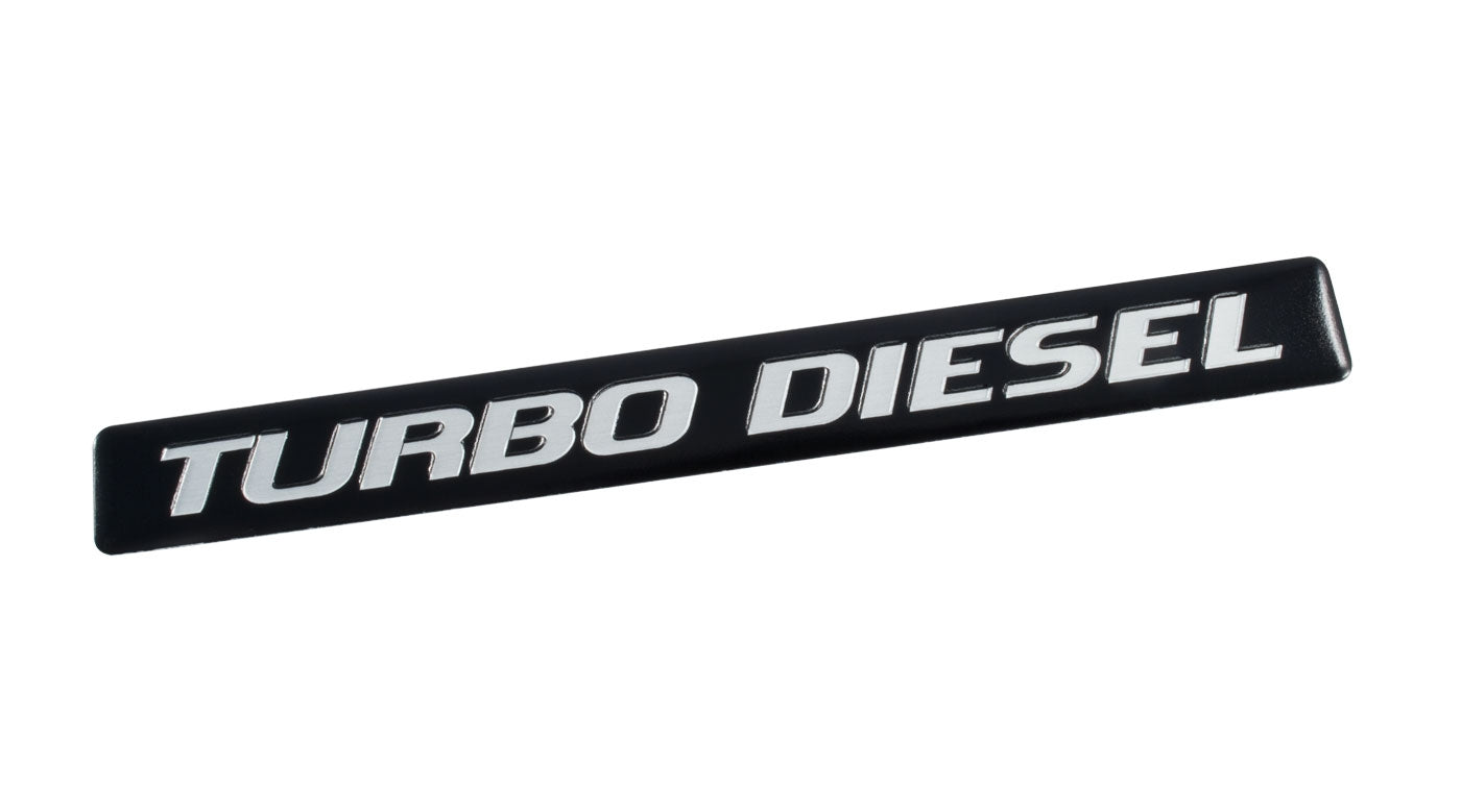 Ford F150 F250 F350 Super Duty Truck 5" Turbo Diesel Black & Silver Emblem