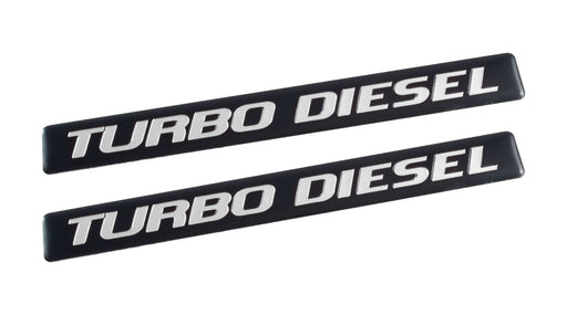 Ford F150 F250 F350 Super Duty Truck 5" Turbo Diesel Black & Silver Emblems - Pair