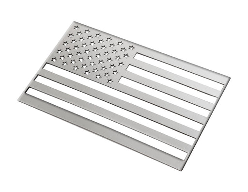 American Flag Fender Tailgate Emblem Polished Stainless 6" x 3.75"