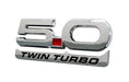 1979-2022 Mustang 5.0 Twin Turbo 5.25" Chrome Fender Emblem w/ Accent Badge 2pc