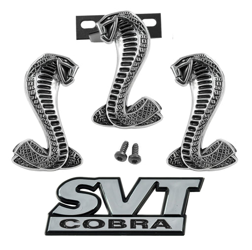 1994-2004 Genuine Ford Mustang SVT Cobra Fender Grille Trunk Snake 4 pc Emblems