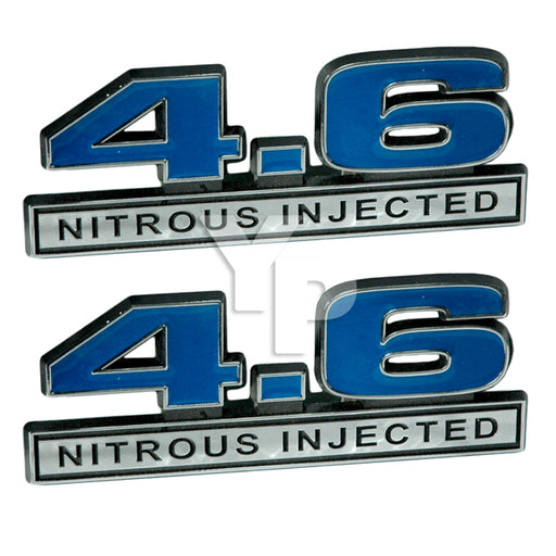 NOS Nitrous Injected Engine Fender Emblems In Chrome Trim Red 7 Long Pair NOS Nitrous Injected Engine Fender Emblems In Chrome Trim Red 7 Long Pair