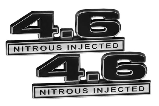 4.6 Liter Nitrous Injected NOS Engine Emblem Badge Chrome & Black - 5" Long Pair