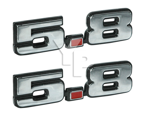 Ford Mustang 351W Windsor 5.8 Liter Chrome Fenders Emblem Badge Logo - Pair