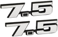 7.5 Liter 460 Ford Big Block V8 Engine Logo Emblems w Chrome & Black Trim - Pair