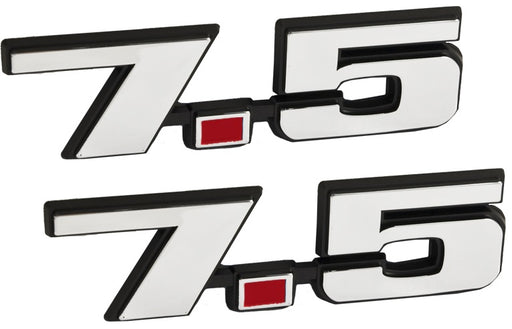 7.5 Liter 460 Ford Big Block V8 Engine Logo Emblems w Chrome & Red Trim - Pair