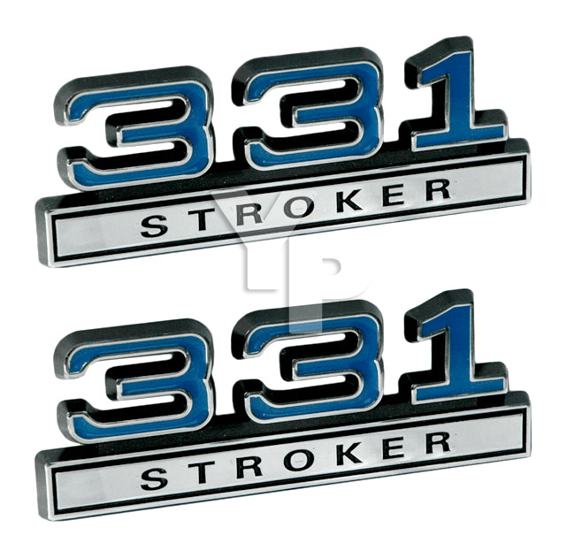 Engine Emblems Blue 331 331ci Stroker Engine Emblems Badge Logo with Chrome Trim - Pa ...