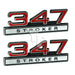 347 347ci Stroker 5.7 Liter Engine Emblem Logo Badge Red & Chrome - 4" Long Pair