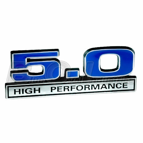 Ford Mustang Blue & Chrome 5.0 Turbo Turbocharged 3D Stick On Emblem