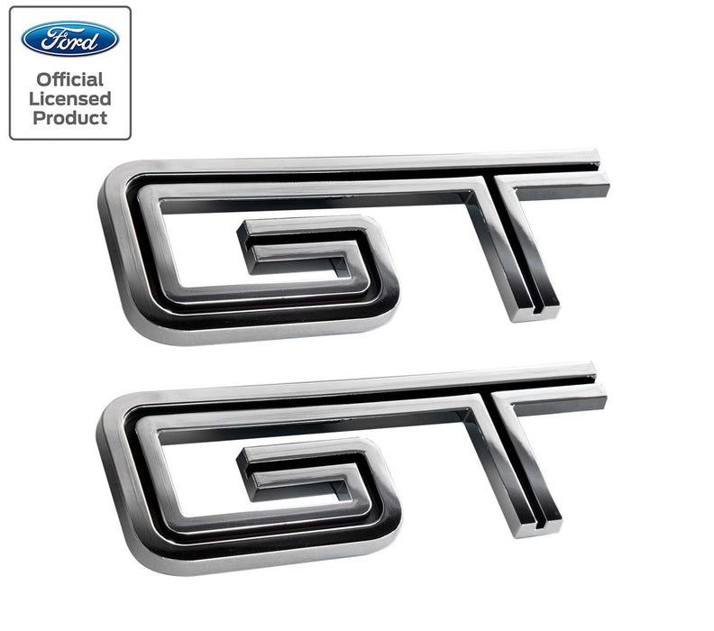 2005-2010 Ford Mustang GT 4.5" Chrome & Black Fender Trunk Emblems Badges Pair