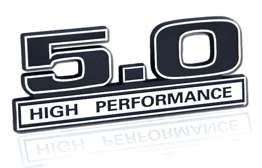 Ford Mustang Black Chrome 5.0 Liter High Performance 3D Stick On Embossed Emblem