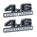 4.6 Liter Engine Supercharged Emblems Badge Logos Chrome & Black - 5" Long Pair