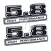 5.8 Liter 351 Engine High Performance Emblems in Chrome & Black - 5" Long Pair