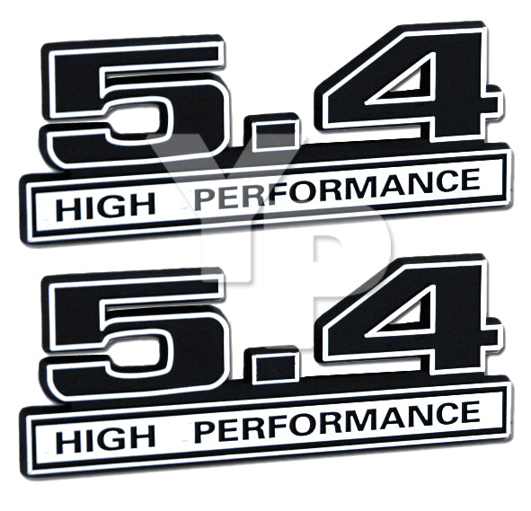 Engine Emblems 5.4 Liter Engine High Performance Emblems Badges Chrome & Black - 5