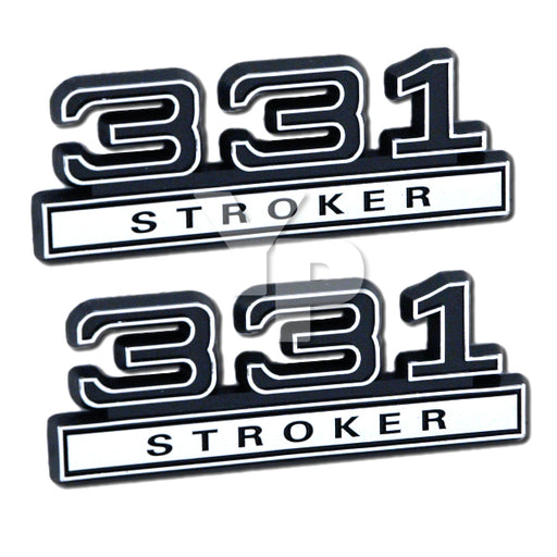 331 Stroker 5.4 Liter Engine Emblems Badges in Chrome & Black - 4" Long Pair