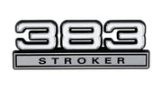 1979-1995 Ford Mustang Chrome & White 383 Stroker Fender Trunk Emblem 4" x 1.5"