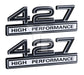 427 7.0 Liter Engine High Performance Emblems in Chrome & Black - 4" Long Pair