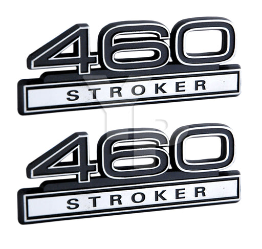 460 7.5 Liter Stroker Engine Emblems Badge in Black & Chrome Trim - 4" Long Pair