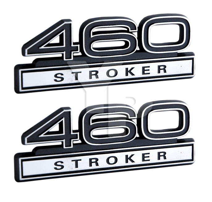 460 7.5 Liter Stroker Engine Emblems Badge in Black & Chrome Trim - 4" Long Pair