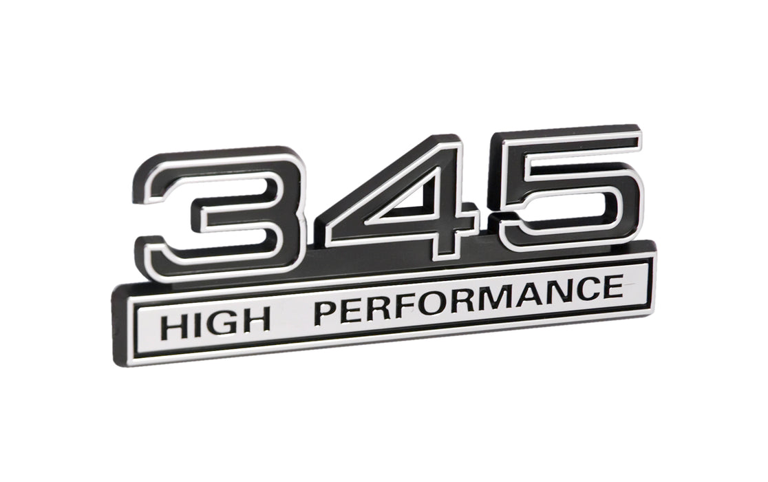 1987-1993 Ford Mustang GT Black & Chrome 345 High Performance 4" Emblem Badge